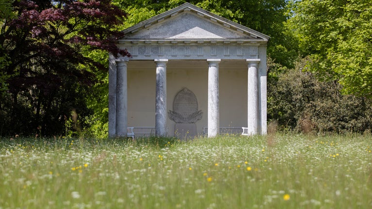 View of the Doric Temple in the Pleasure Grounds at Petworth House, West Sussex